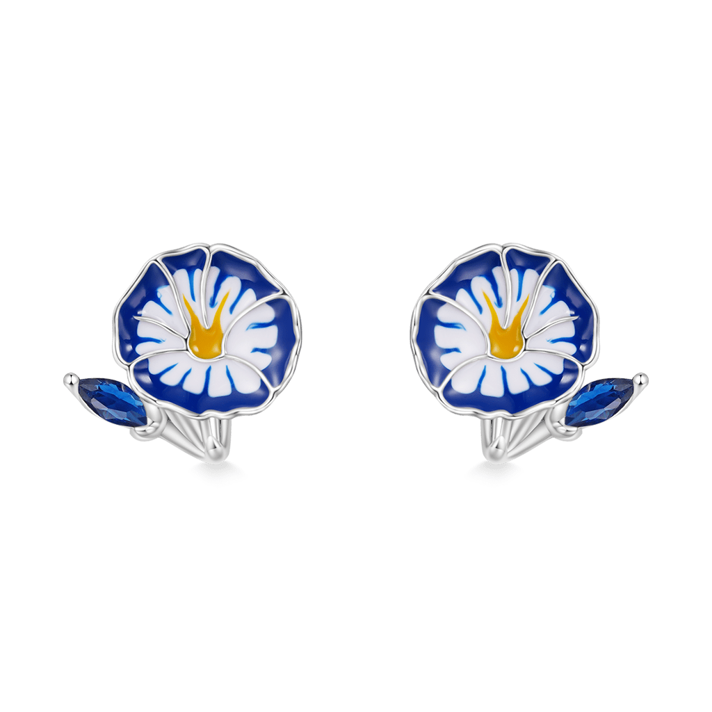 Gnoce Birthday Flower Series Morning Glory Stud Earrings_1