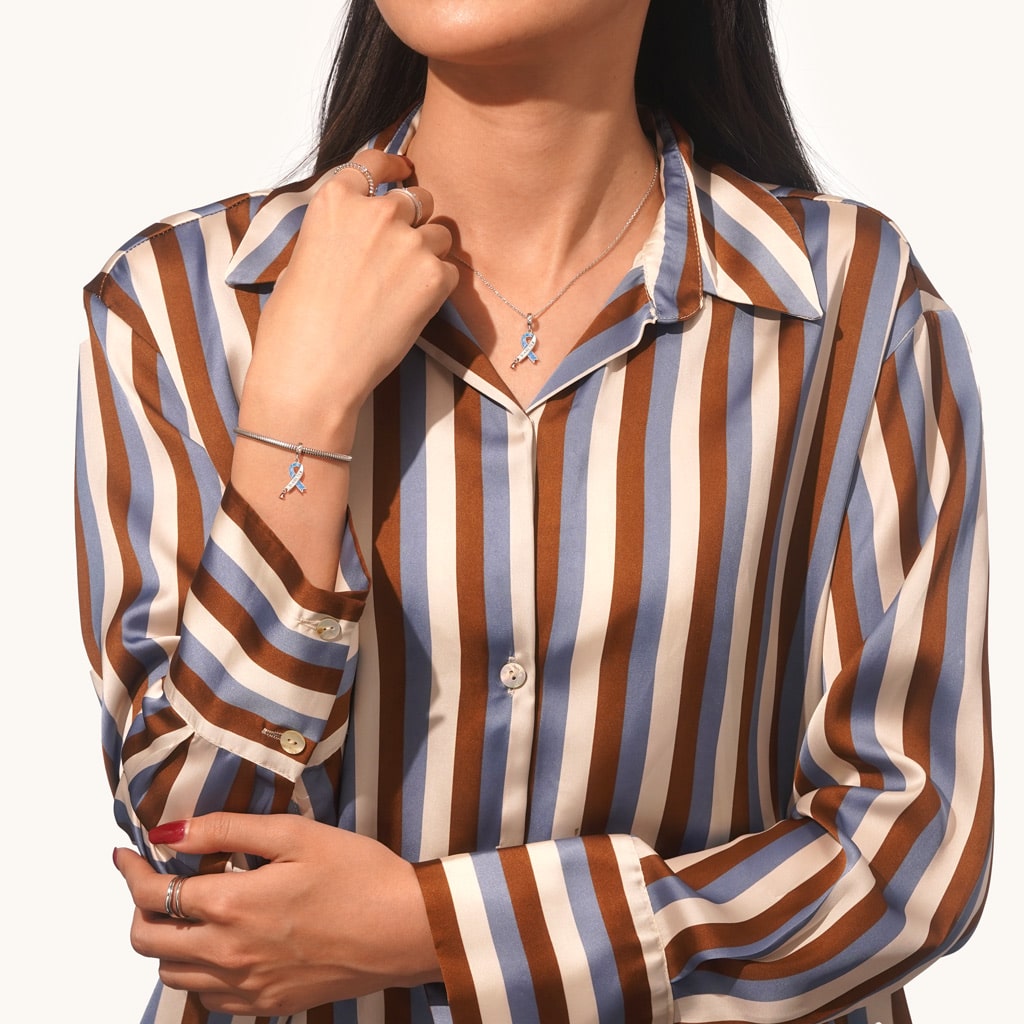 Gnoce DIABETES Awareness Blue Ribbon Pendant Dangle Charm_4