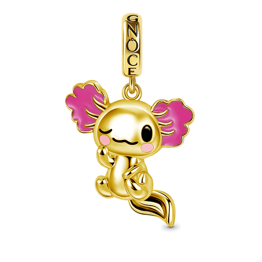 Cute Mexican Axolotl Pendant Dangle Charm 925 Sterling Silver 18K Gold Plated_1