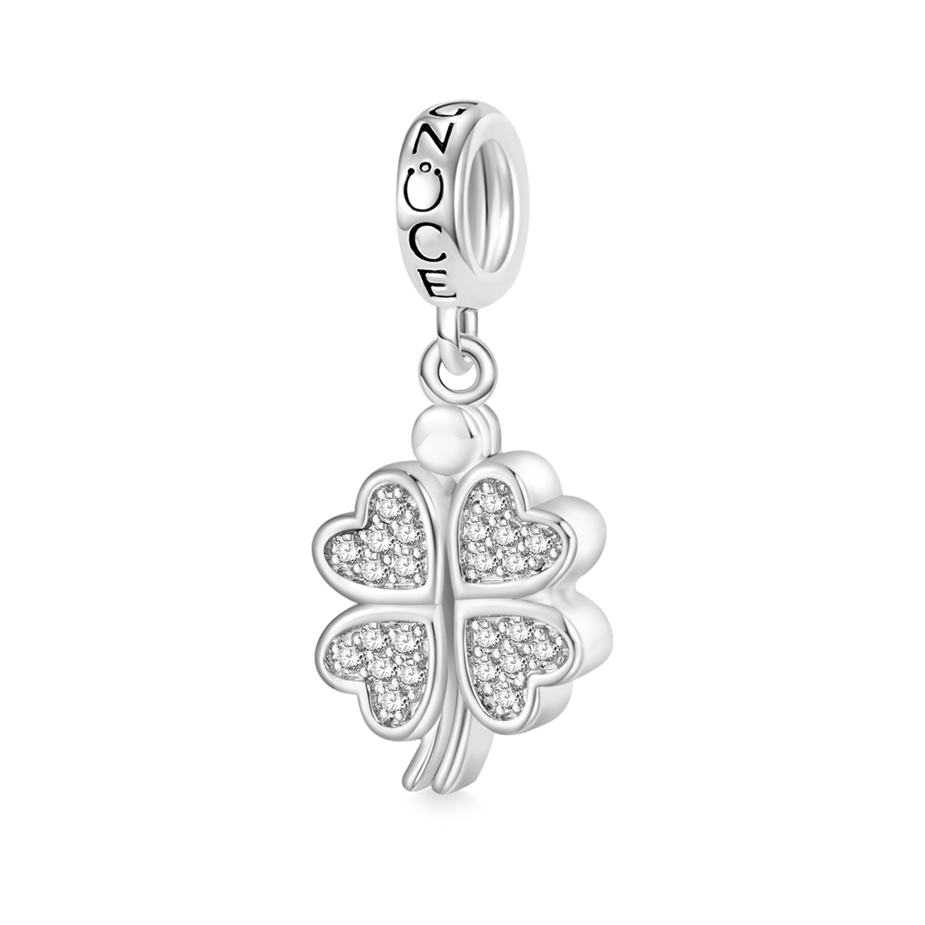 Gnoce Openable Four-leaf Clover Engravable Pendant Dangle Charm_2