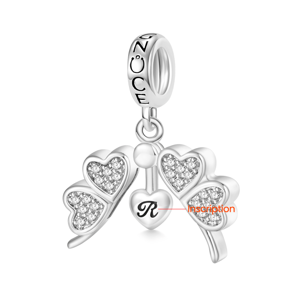 Gnoce Openable Four-leaf Clover Engravable Pendant Dangle Charm_3