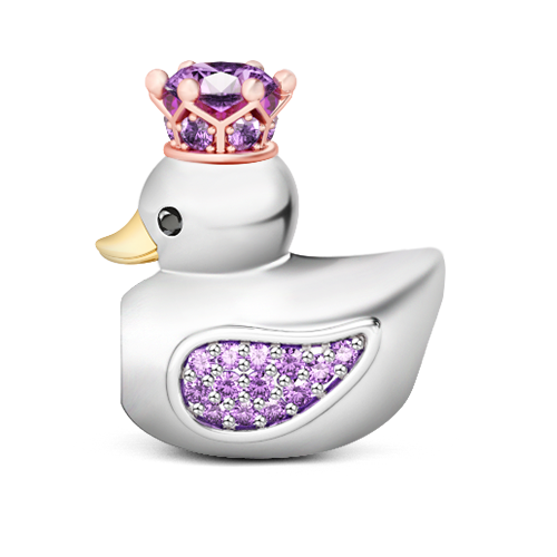 Gnoce "As Happy As Duck" Elegant Amethyst Stones Duck Queen Charm - Fit for Bracelet and Necklace_1