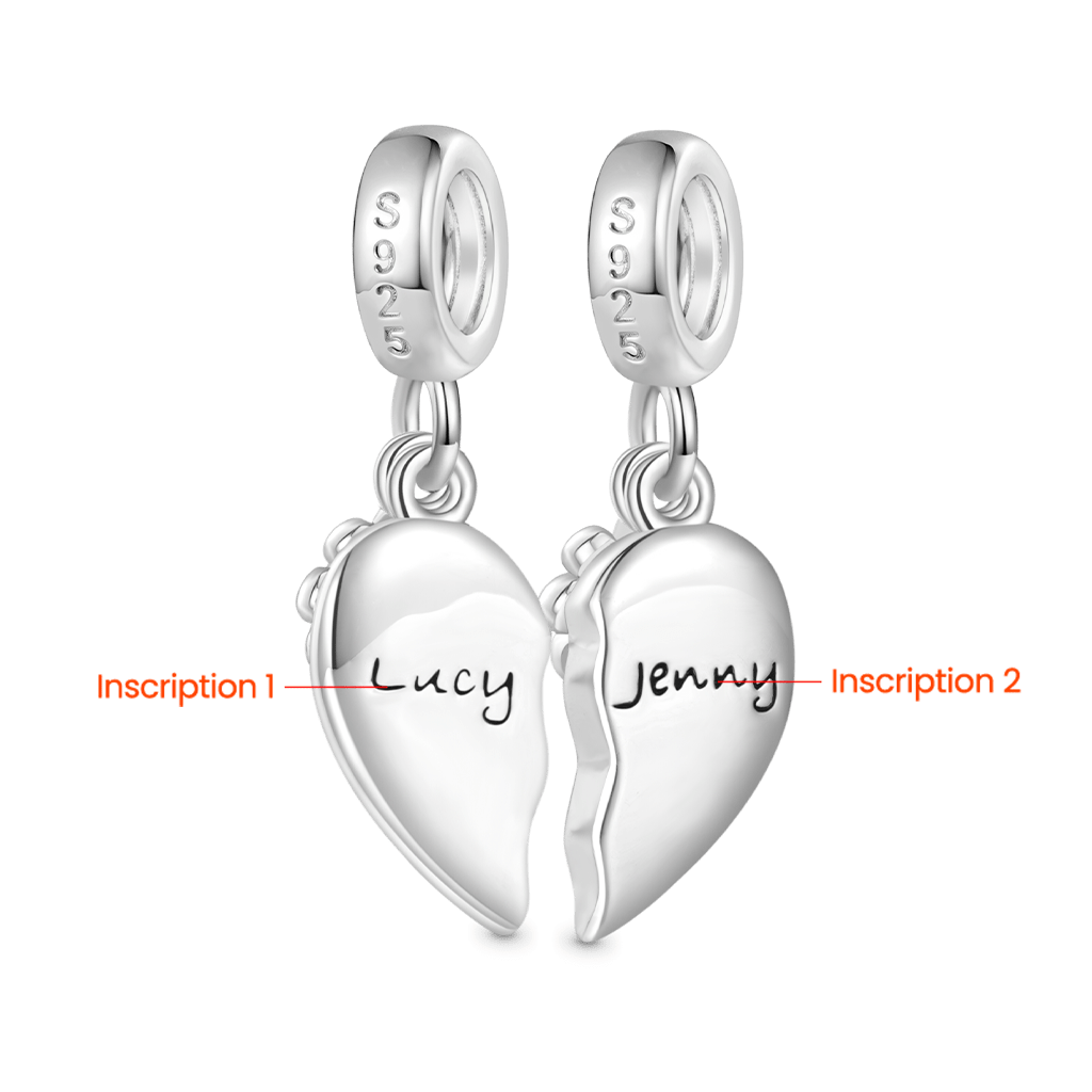 Gnoce Engravable "BEST FRIEND" Pair Heart Rainbow Pendant Dangle Charm_3