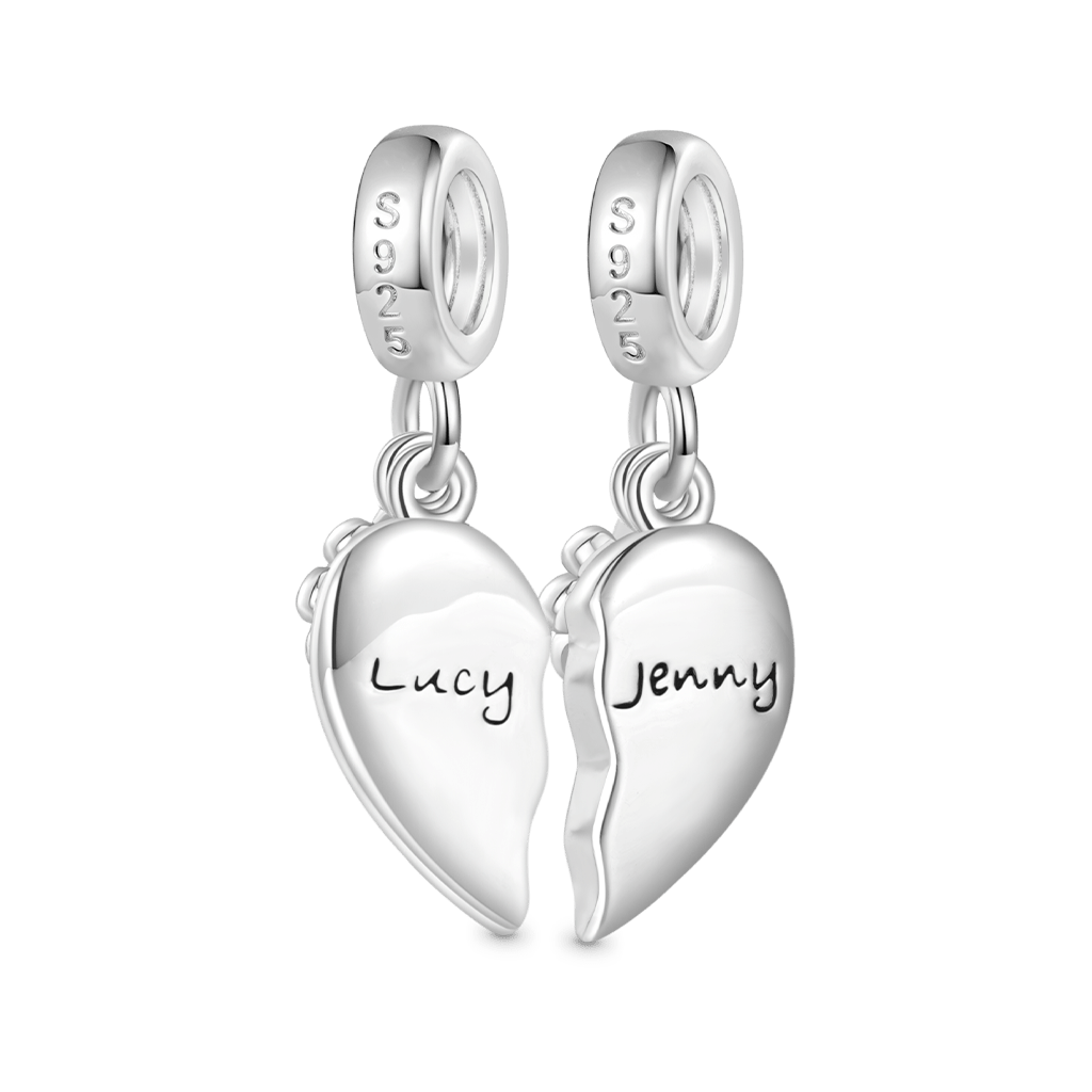 Gnoce Engravable "BEST FRIEND" Pair Heart Rainbow Pendant Dangle Charm_2