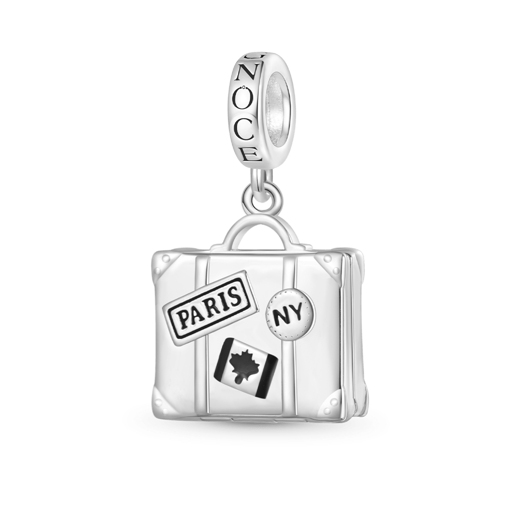Gnoce Openable Personalized Photo Suitcase Charm Platinum-plated Silver Blend_2