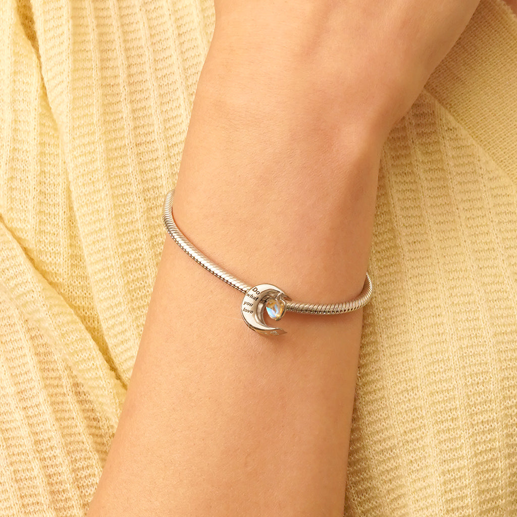 Gnoce Moonstone Heart "Do what you love" Moon Charm_5