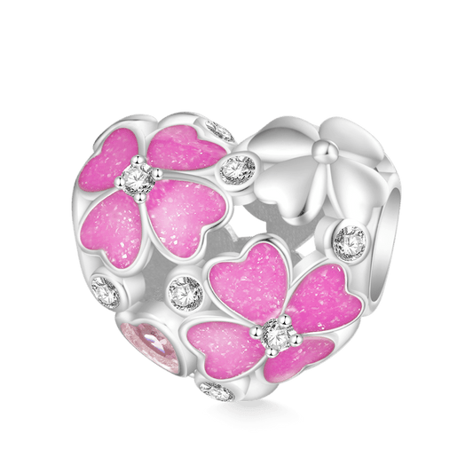 Gnoce Heart Pink Four Leaf Clover Charm_1