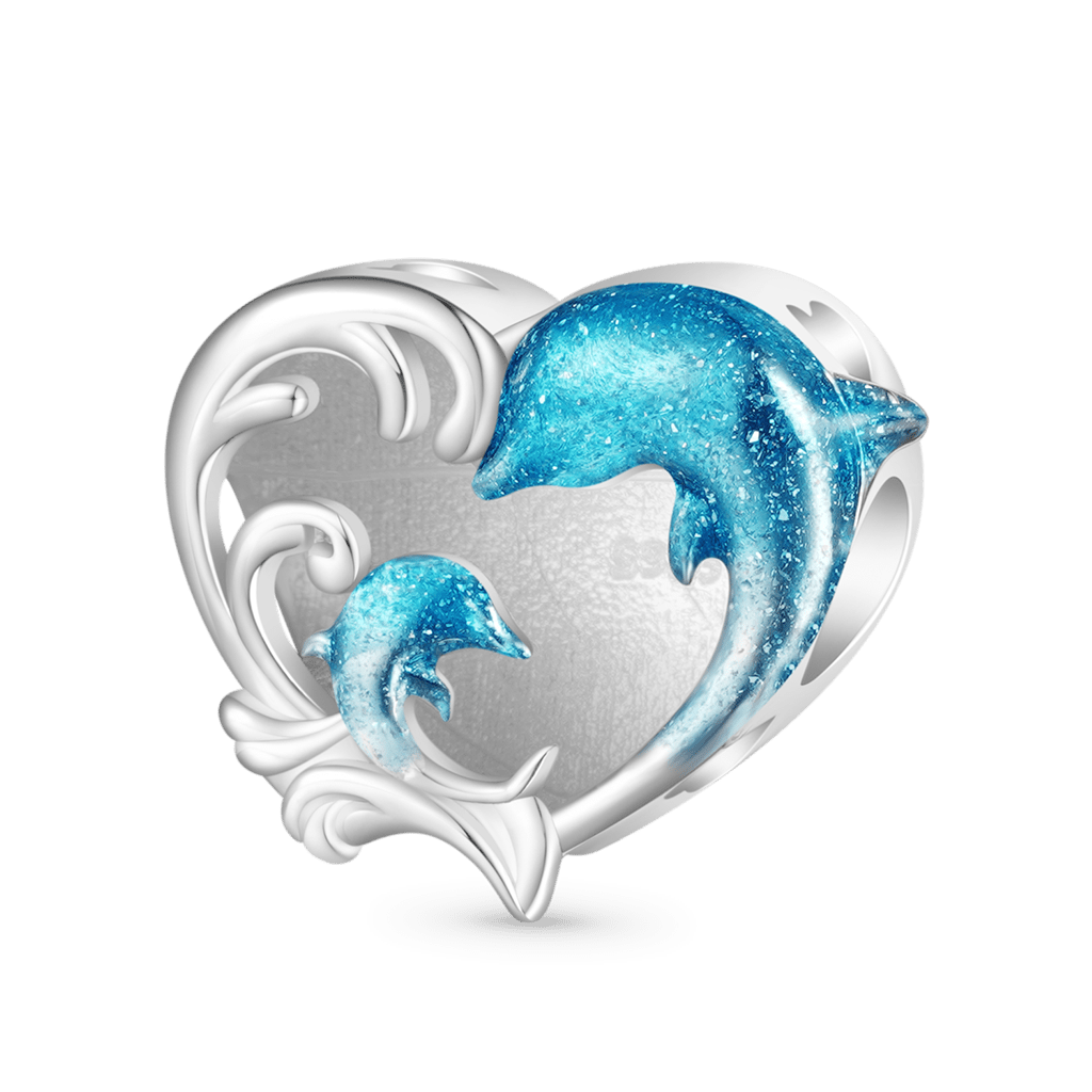 Gnoce "Always love you mom" Dolphin Heart Charm_1