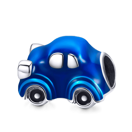 Blue Car Charm Bead 925 Sterling Silver With Sapphire Blue Enamels_1