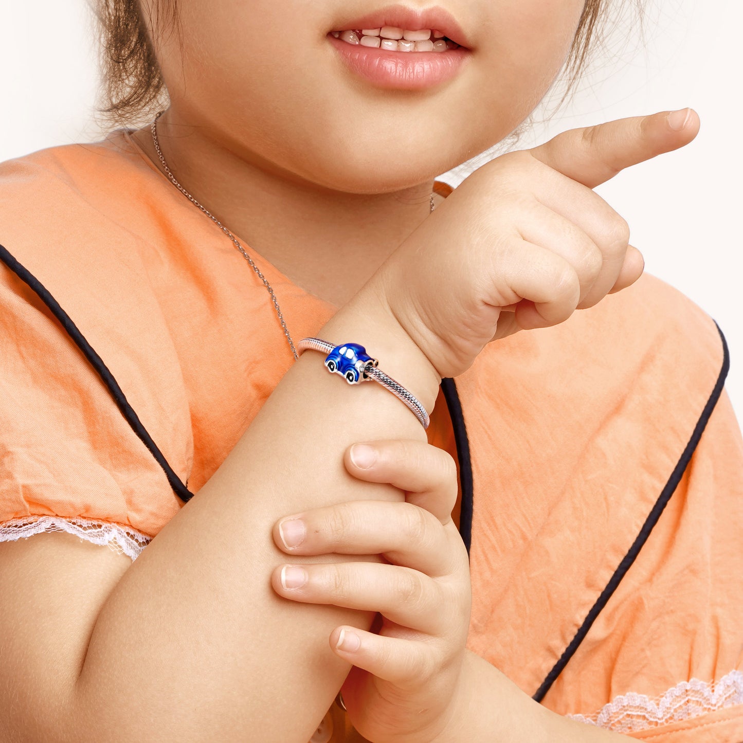 Blue Car Charm Bead 925 Sterling Silver With Sapphire Blue Enamels_3