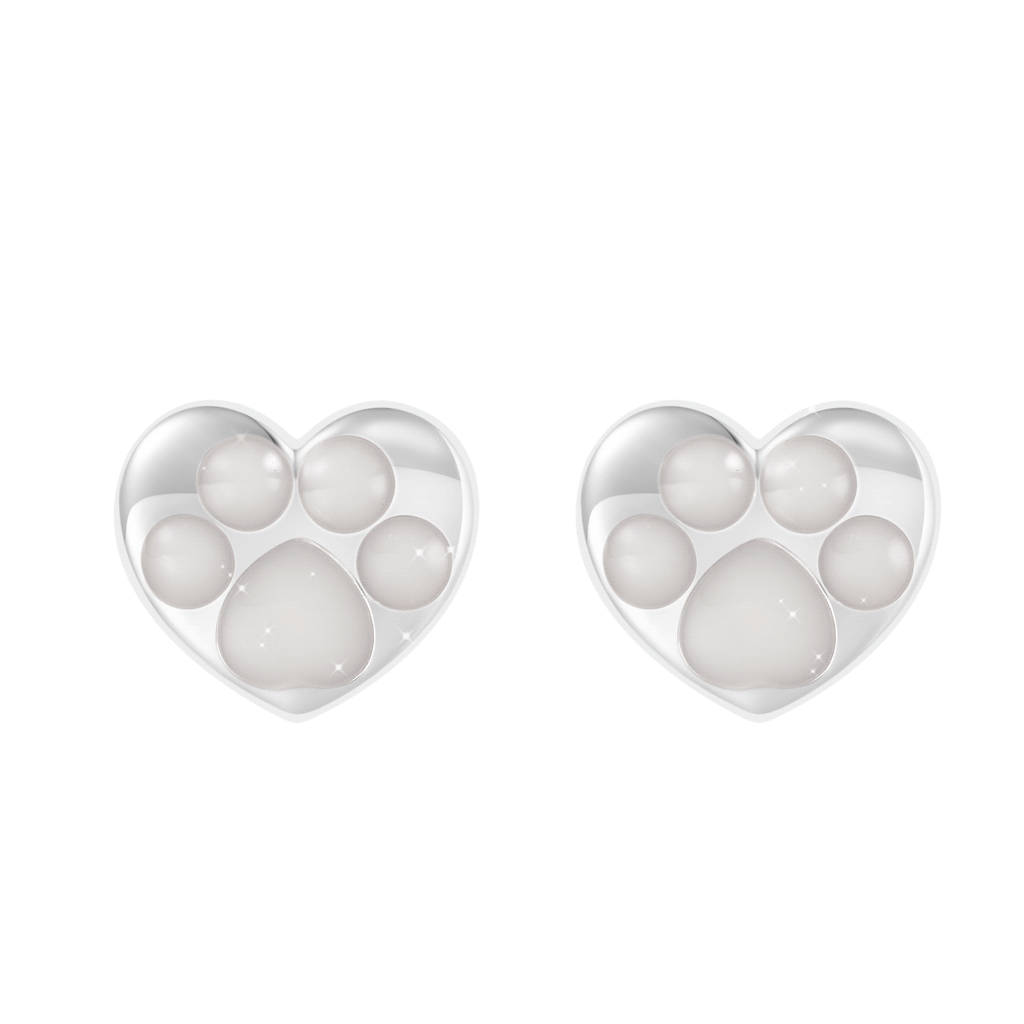 Gnoce Glow-in-the-Dark Heart Puppy Paw Stud Earrings_1