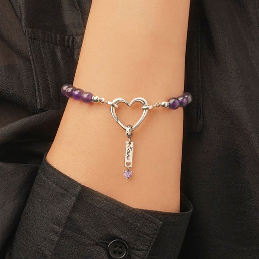 Gnoce Amethyst Energy Beaded Stretch Bracelet_7