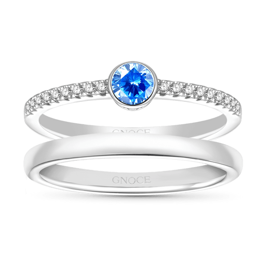 Gnoce Aquamarine Shimmering Stackable Ring Set_1