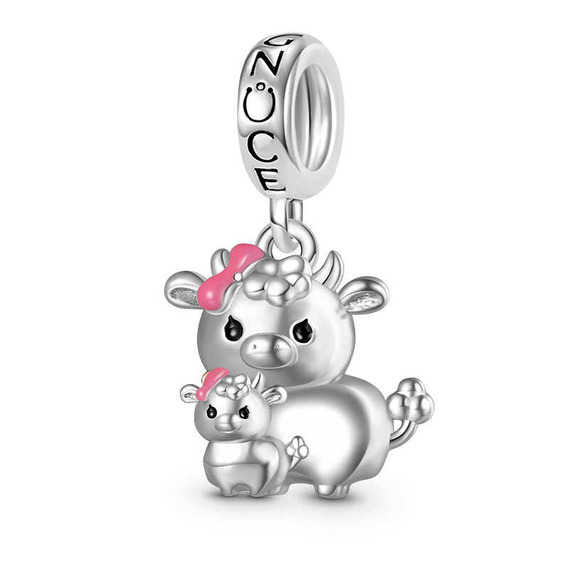 Gnoce Embrace Love Cow & Baby Pendant Dangle Charm_1