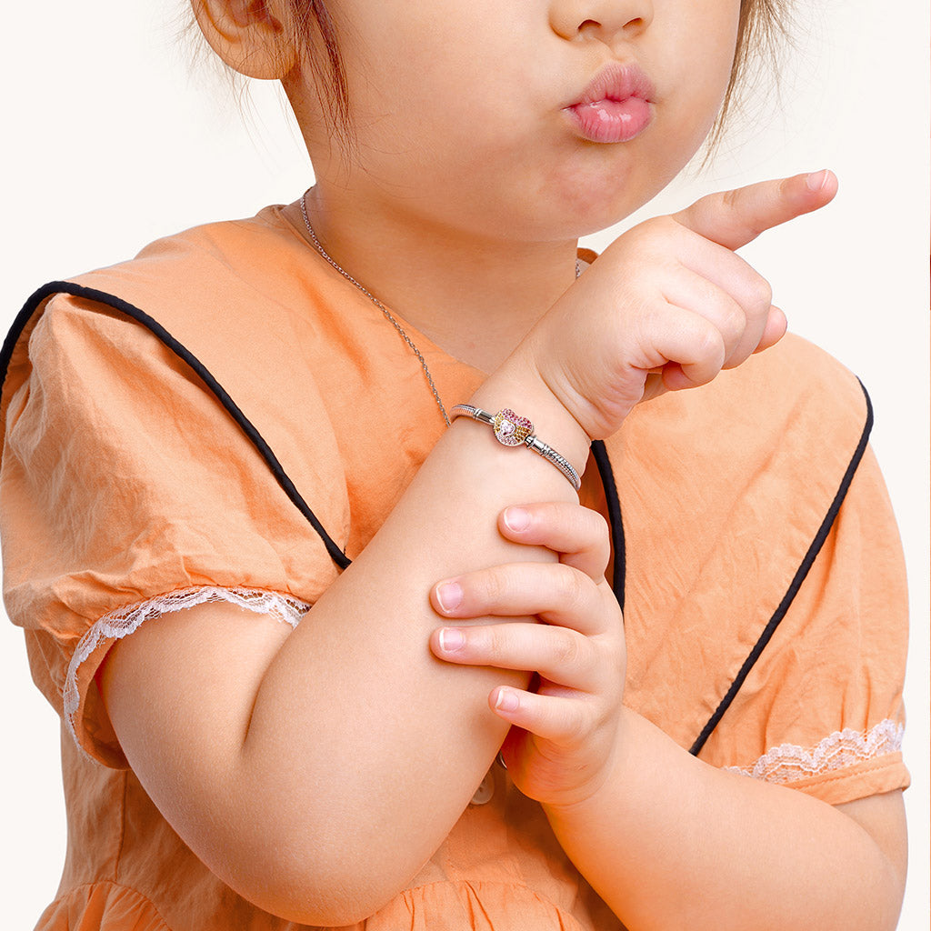 Gnoce Sparkling Heart Engravable Basic Snake Chain Bracelet_4