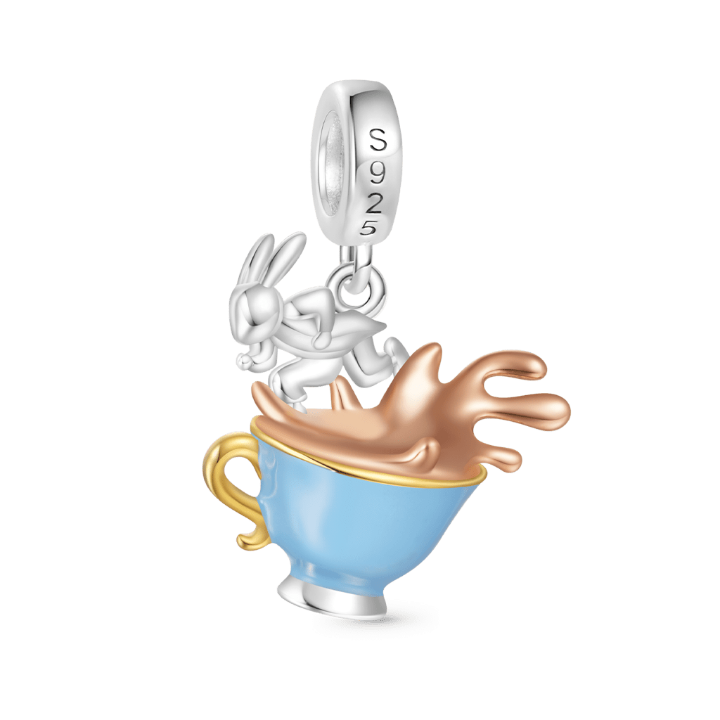 Gnoce Alice's Adventures in Wonderland Teacup Rabbit Pendant Dangle Charm_2