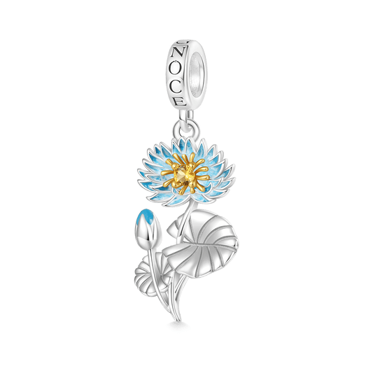 Gnoce Temple of Flora Blue Egyptian Water Lily Pendant Dangle Charm_1