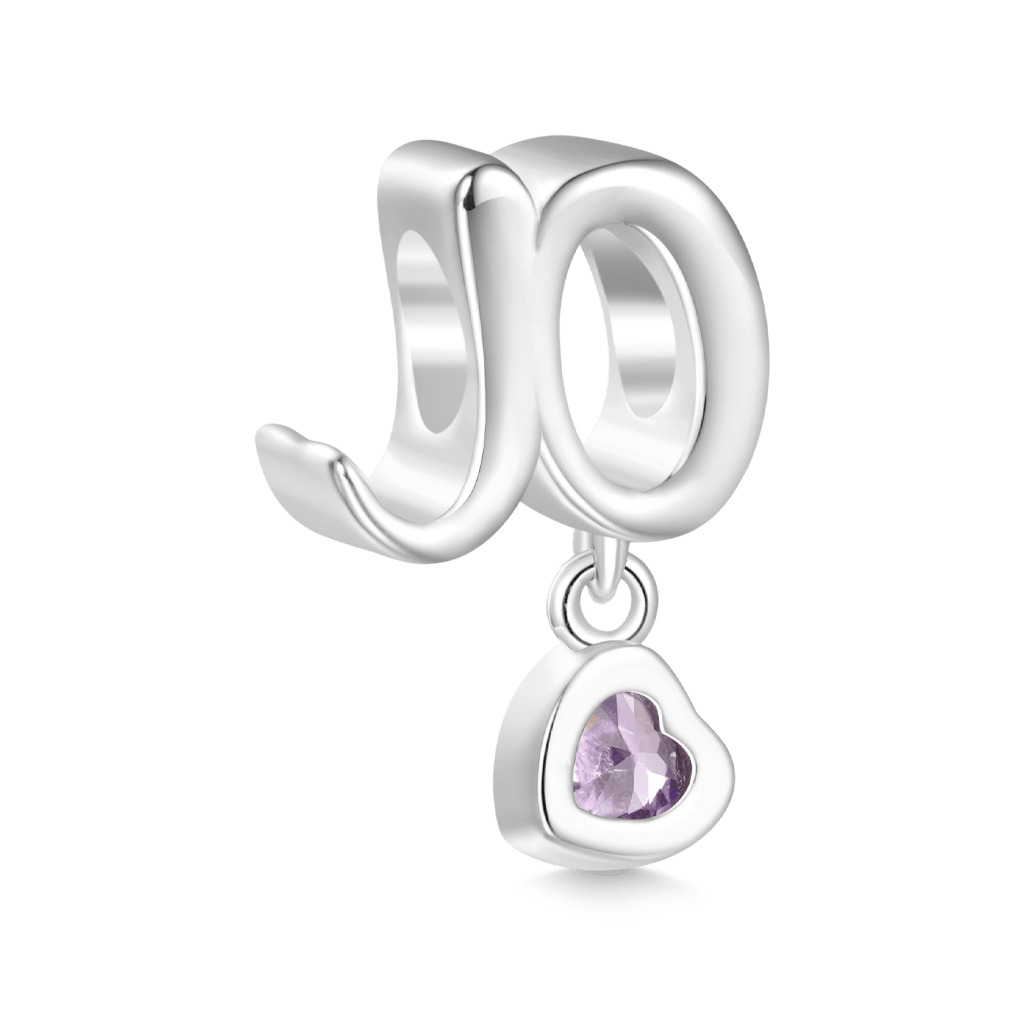 Gnoce Personalized Lowercase Letter Heart Birthstone Charm_4