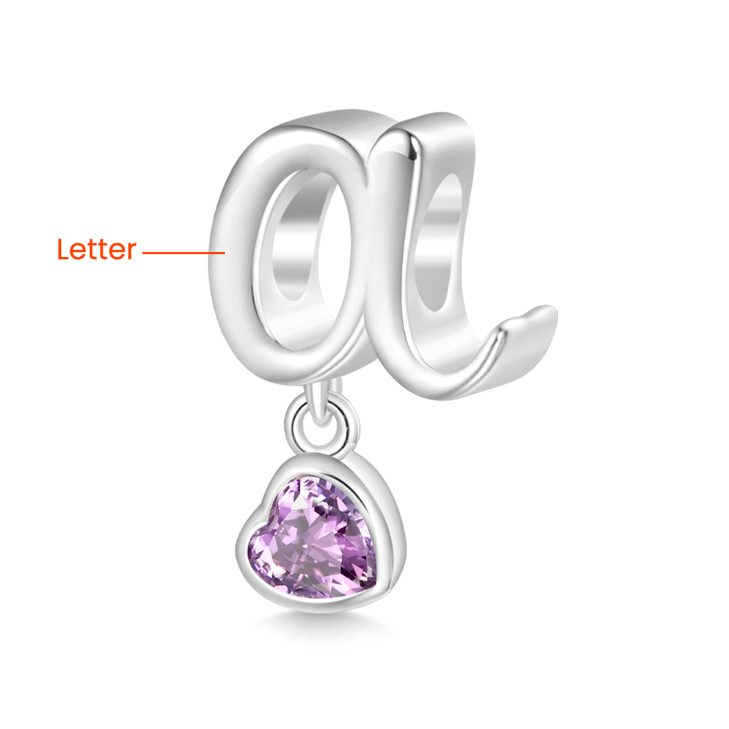 Gnoce Personalized Lowercase Letter Heart Birthstone Charm_3