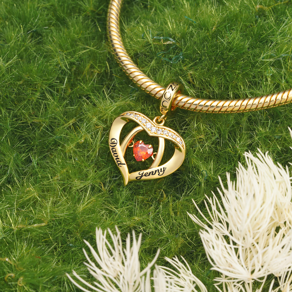 Gnoce Dancing Heart Engravable Birthstone Pendant Dangle Charm_4
