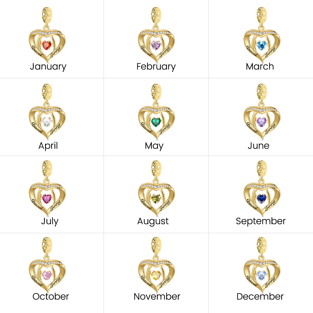 Gnoce Dancing Heart Engravable Birthstone Pendant Dangle Charm_7