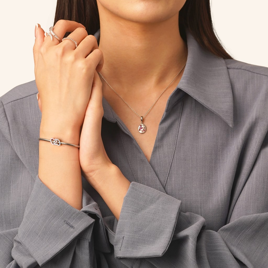 Gnoce Two Love Heart Surround Birthstone Charm_5