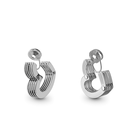 Gnoce Silver Multi-layer Heart Ear Clips_1