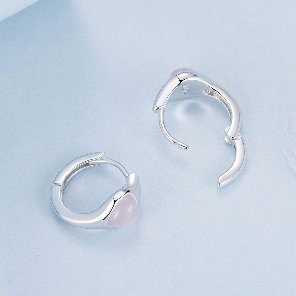 Gnoce Pink Heart Huggie Stud Earrings_2