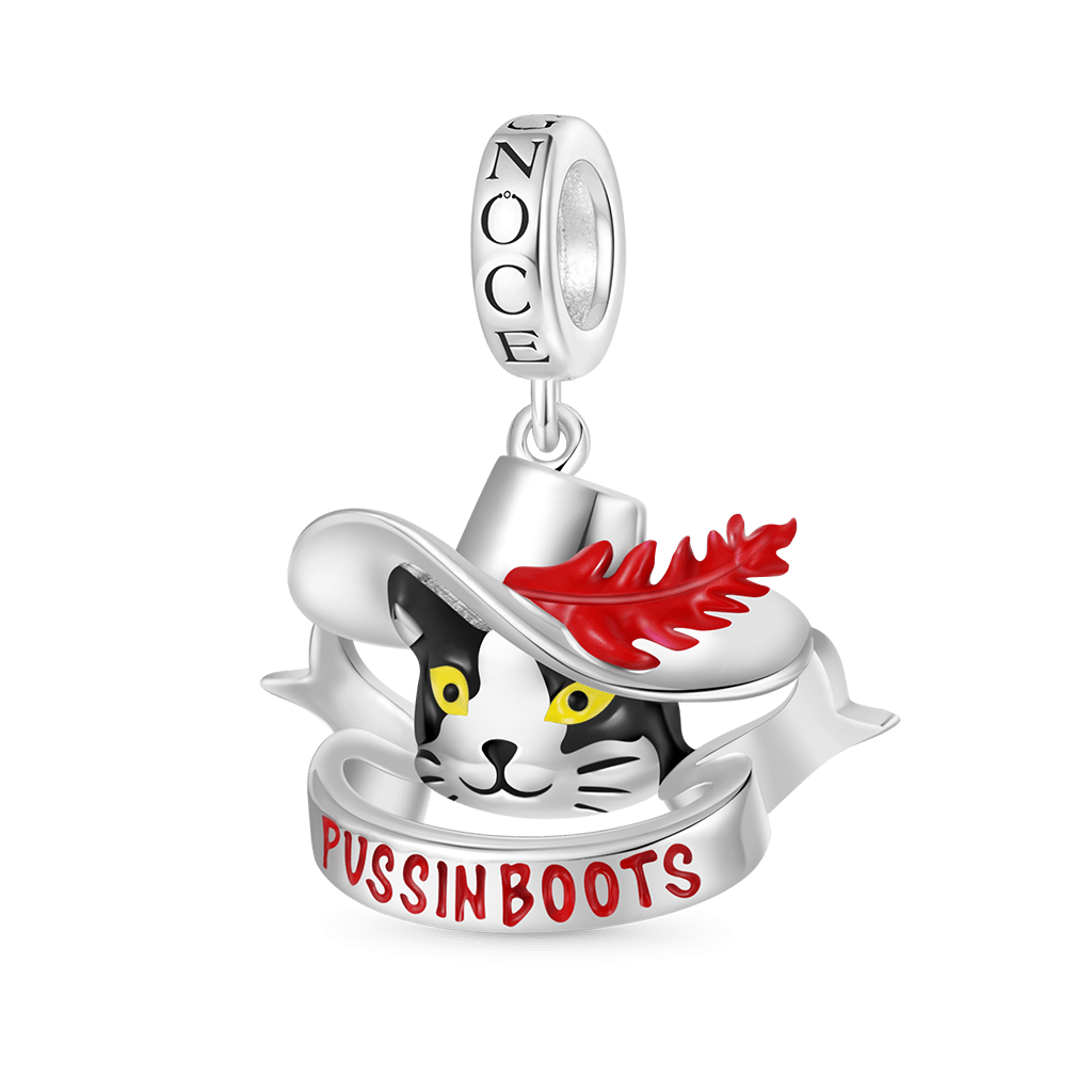 Gnoce Puss In Boots Red Feather Pendant Dangle Charm_1