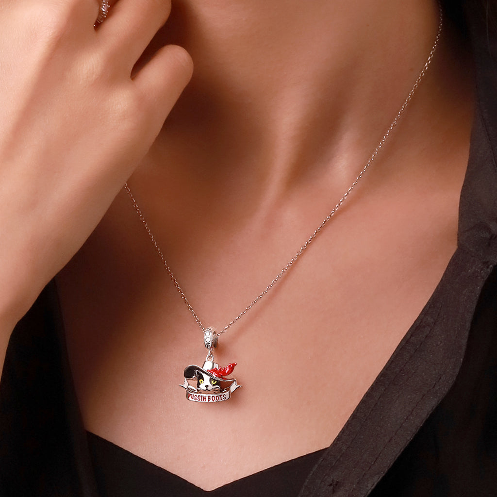 Gnoce Puss In Boots Red Feather Pendant Dangle Charm_5