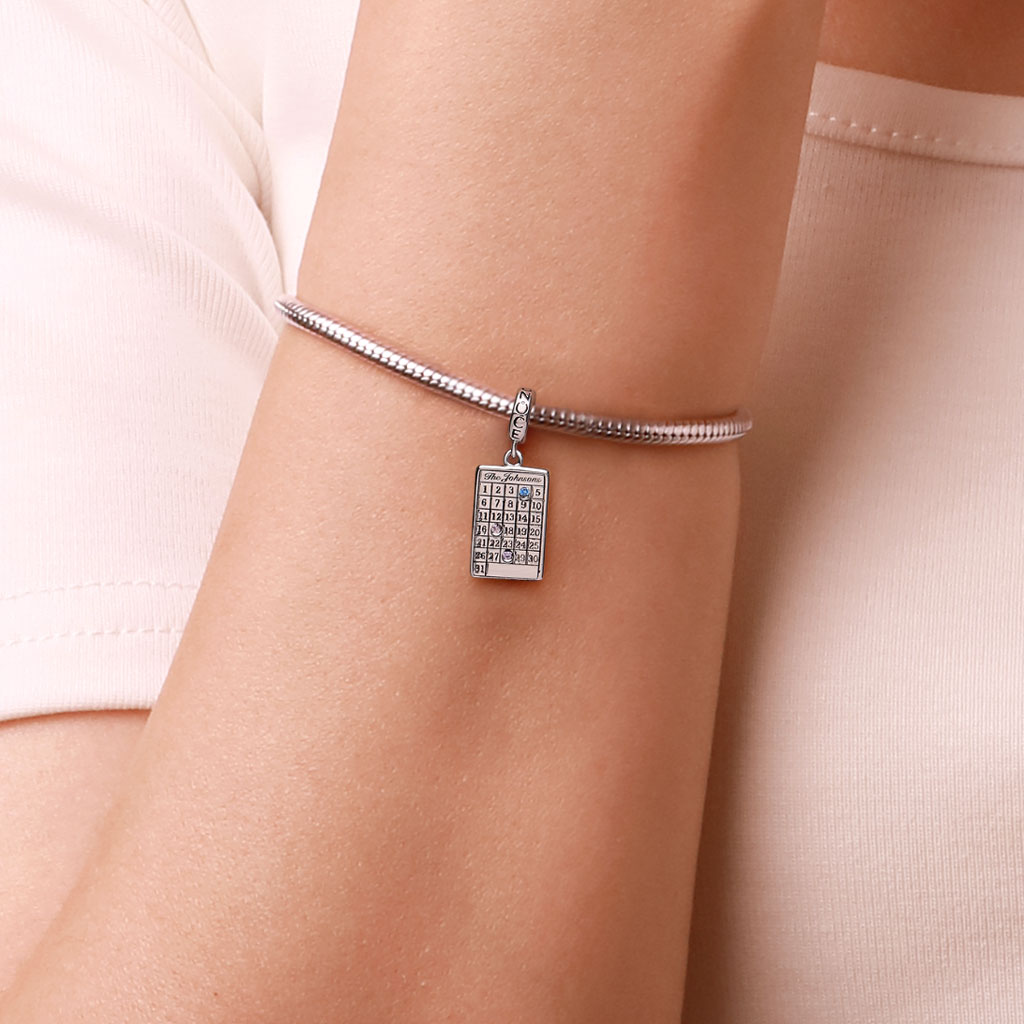 Gnoce Engravable Calendar Birthstone Charm Platinum-plated Silver Blend_7