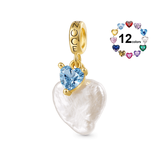 Gnoce Irregular Heart Pearl Birthstone Pendant Dangle Charm_1