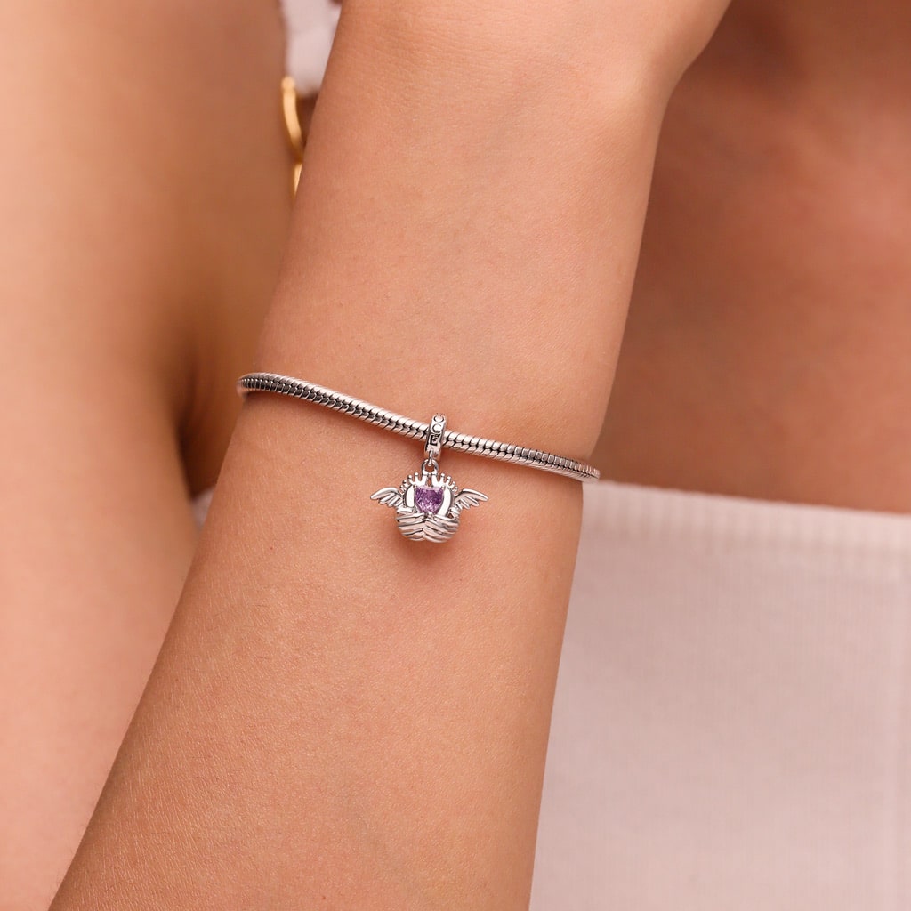 Gnoce Angel Baby Memorial Birthstone Charm Platinum-plated Silver Blend_6