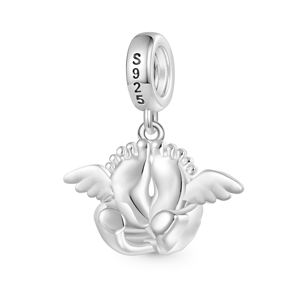 Gnoce Angel Baby Memorial Birthstone Charm Platinum-plated Silver Blend_2