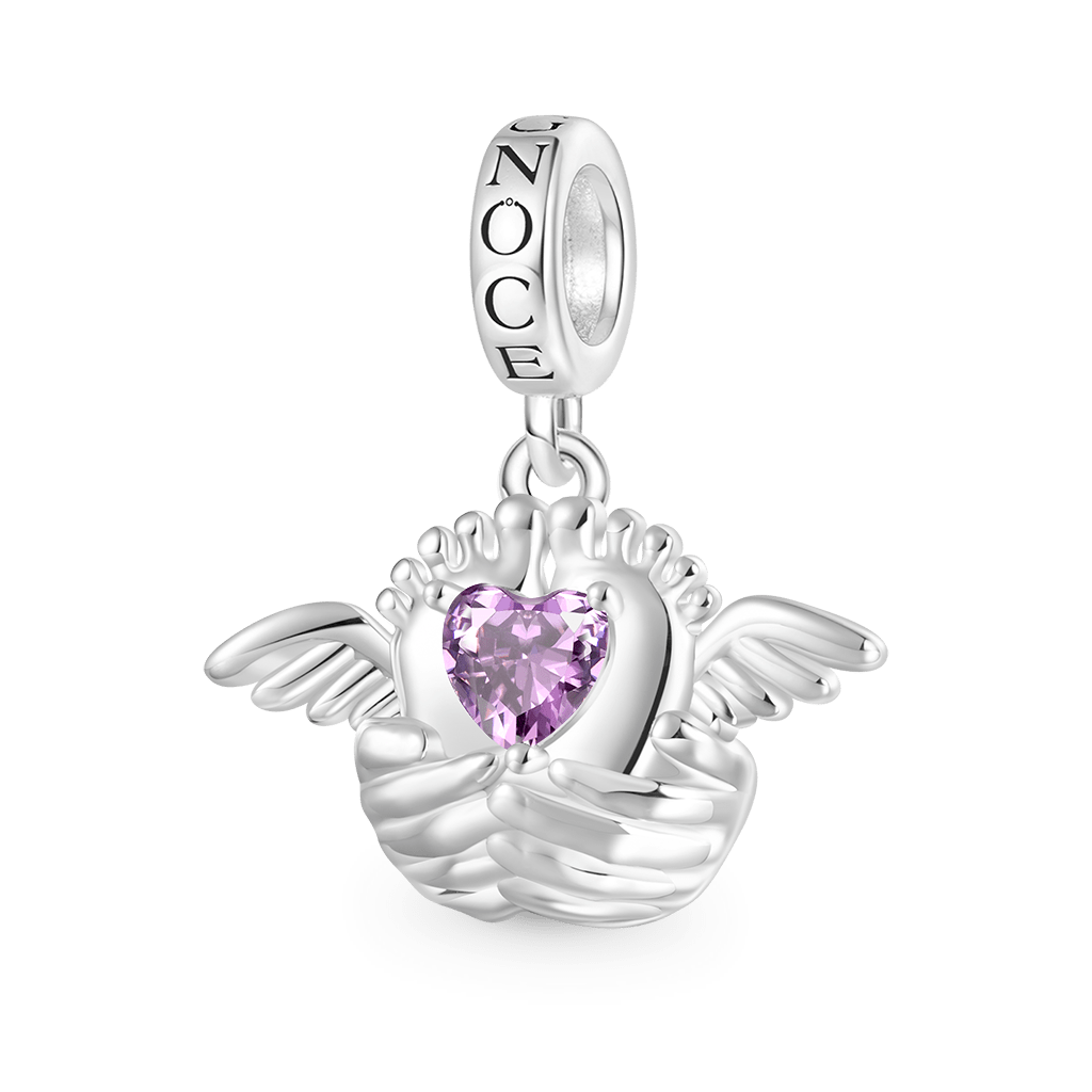 Gnoce Angel Baby Memorial Birthstone Charm Platinum-plated Silver Blend_1