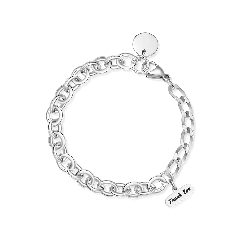 Gnoce Retro Street ‘Thank You’ Spliced Link Chain Bracelet_2