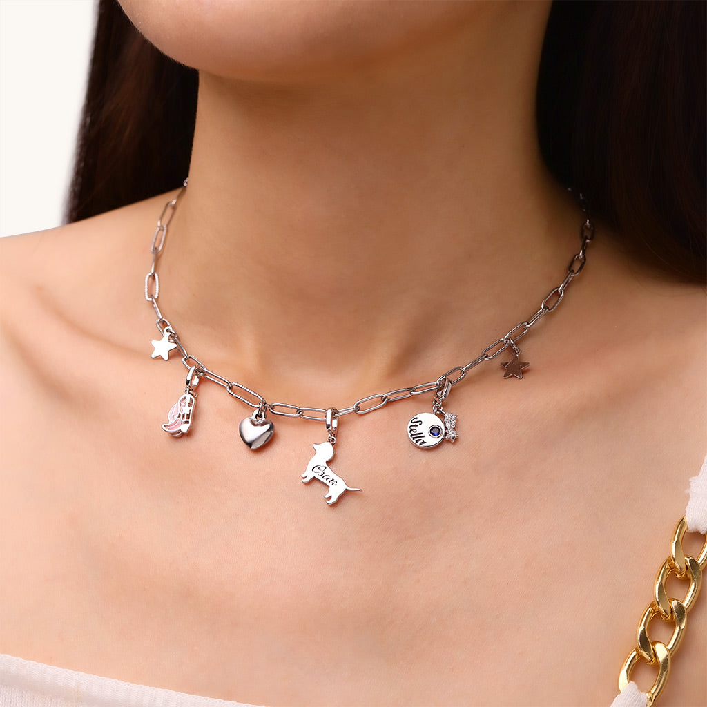 Gnoce Engravable Birthstone Shooting Star Clasp Clusters Charm_5