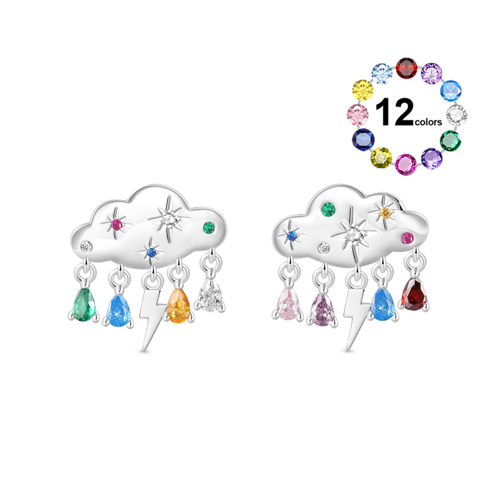 Gnoce Cloud Raindrop Birthstone Stud Earrings_1