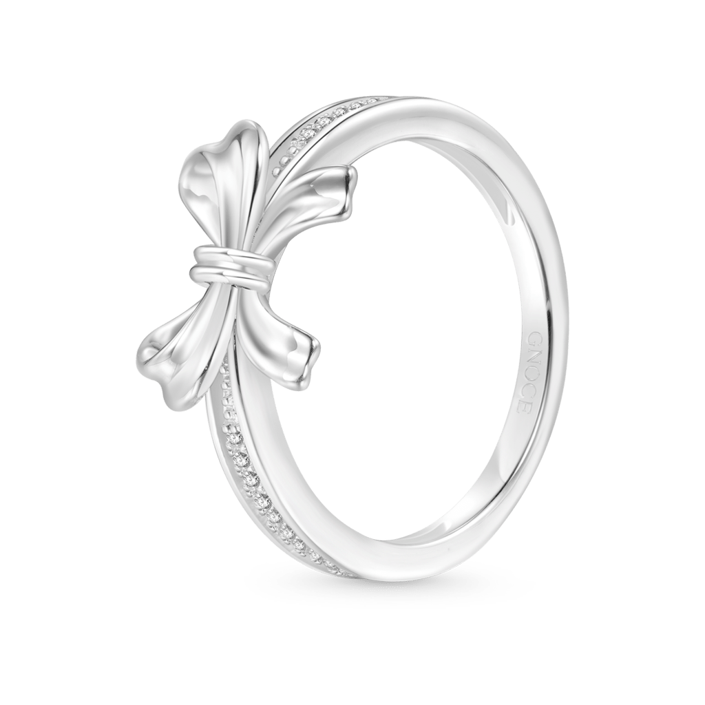 Gnoce Sterling Silver Diamond Bow Ring_2
