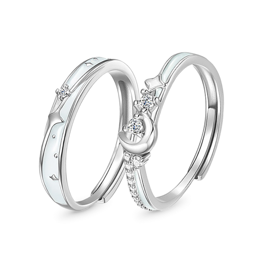 Gnoce Glowing Band Moon Adjustable Couple Rings_1