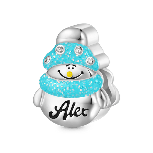 Gnoce Christmas Snowman Wearing Scarf Engravable Charm_1