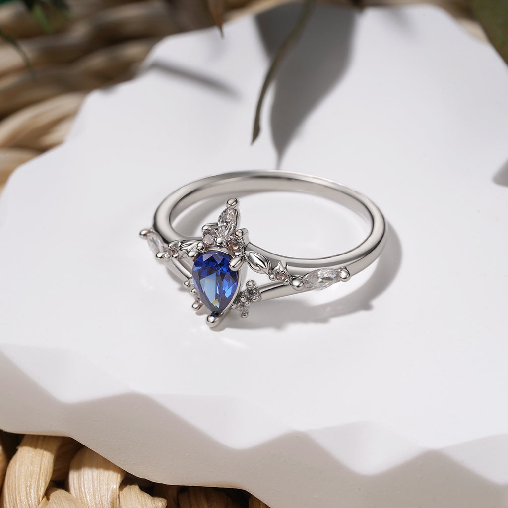 Gnoce Pear Sapphire Twist Leaf Promise Ring_3