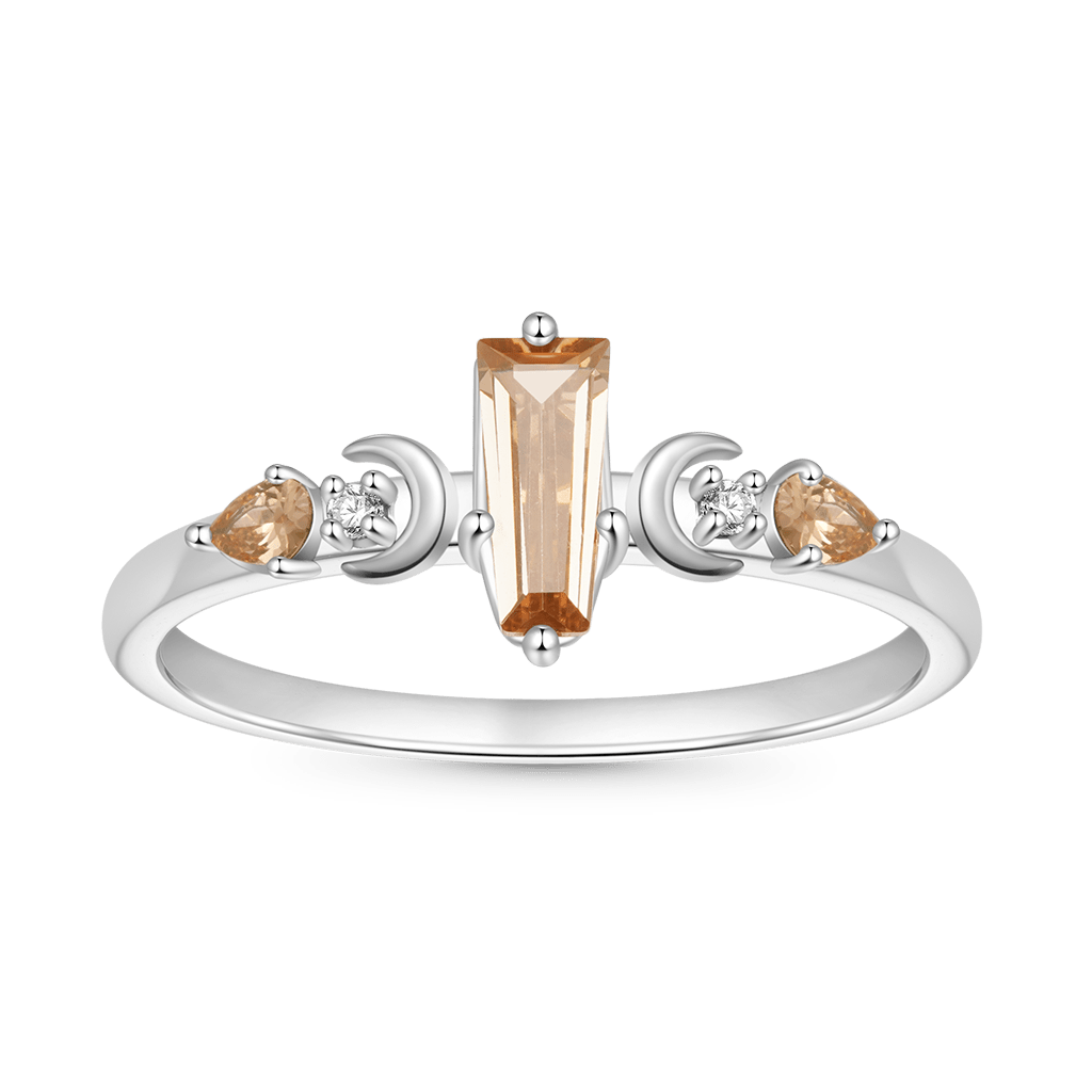Gnoce Trapezoidal-cut Citrine with Channeled Pave Women's Ring_1