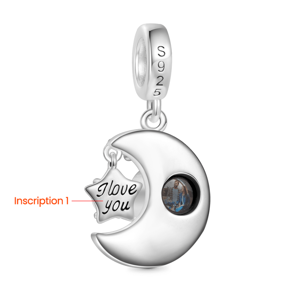 Gnoce Projection Moon & Star Engravable Pendant Dangle Charm_3