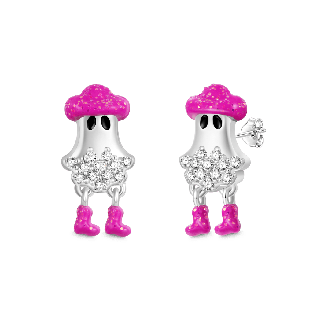Gnoce Cowboy Ghost Stud Earrings Platinum-plated Silver Blend_1