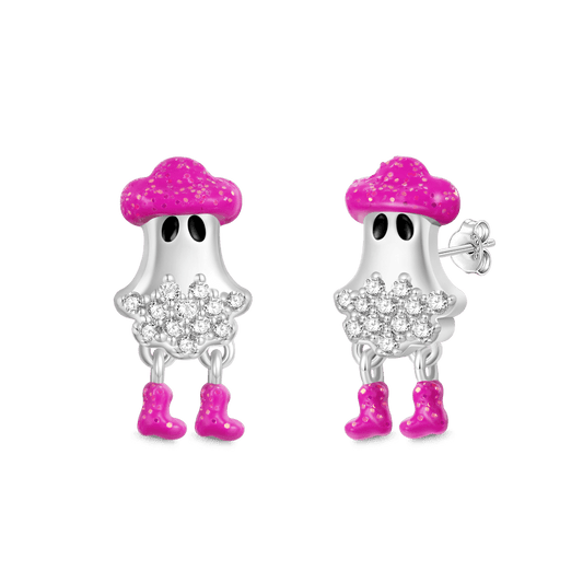Gnoce Halloween Cute Cowboy Ghost Stud Earrings_1