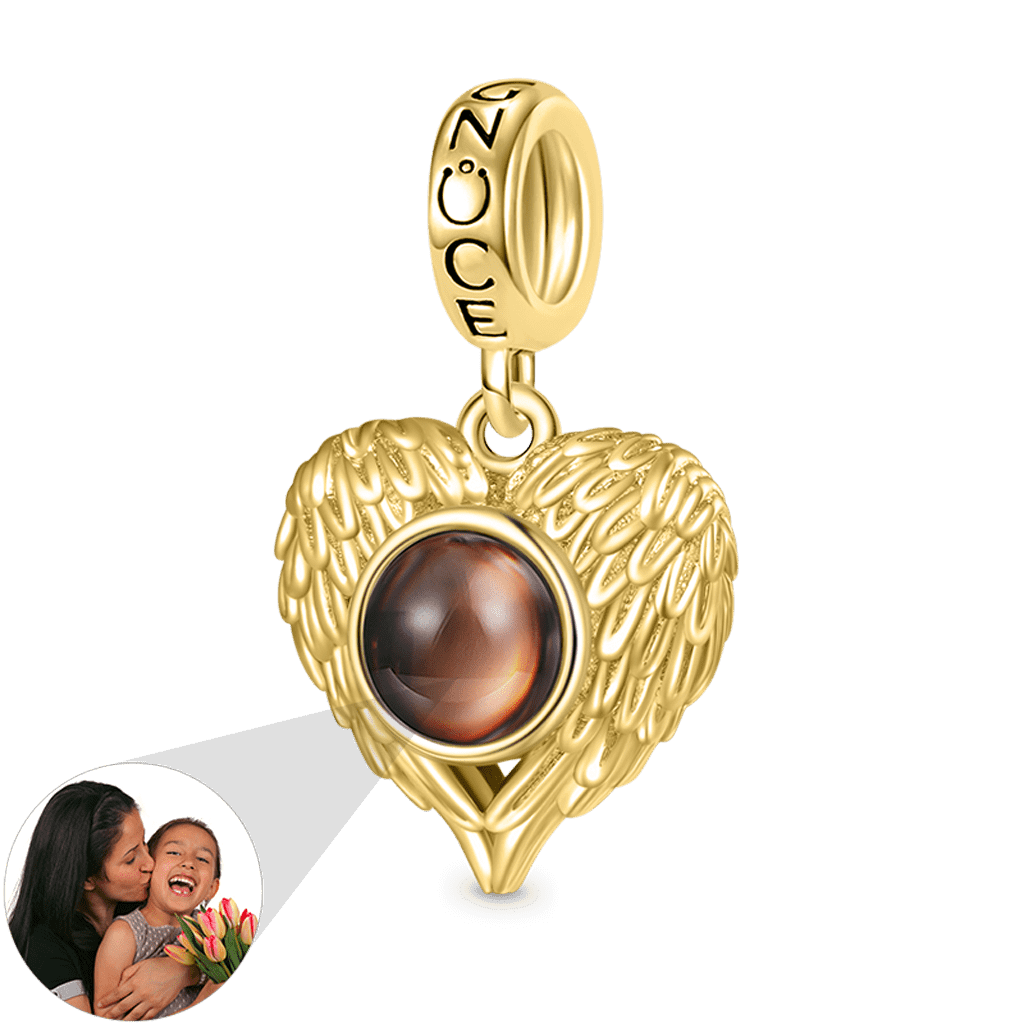 Gnoce Projection Heart Photo 18K Gold Plated Pendant Dangle Charm_3