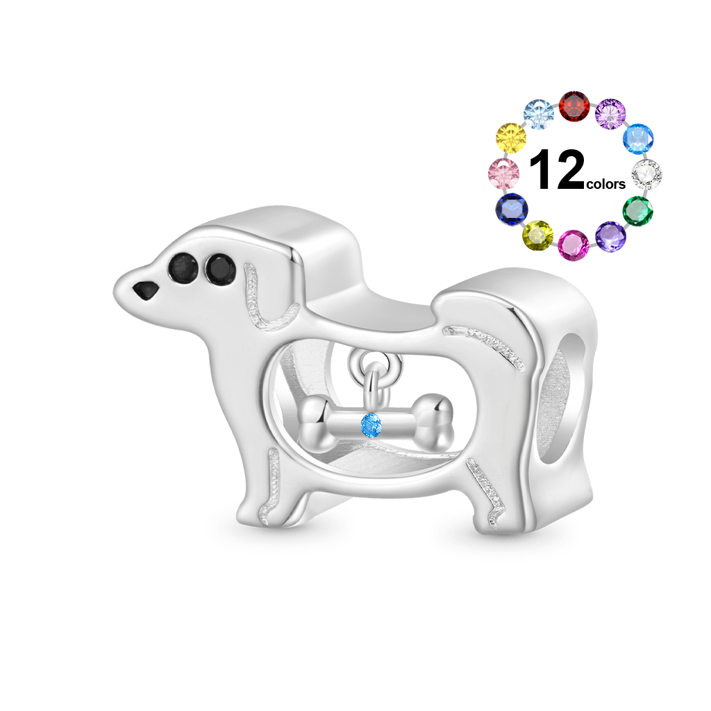 Gnoce Hollow Puppy Bone Birthstone Charm_1