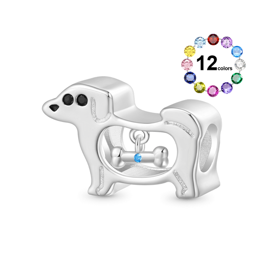 Gnoce Hollow Puppy Bone Birthstone Charm_1