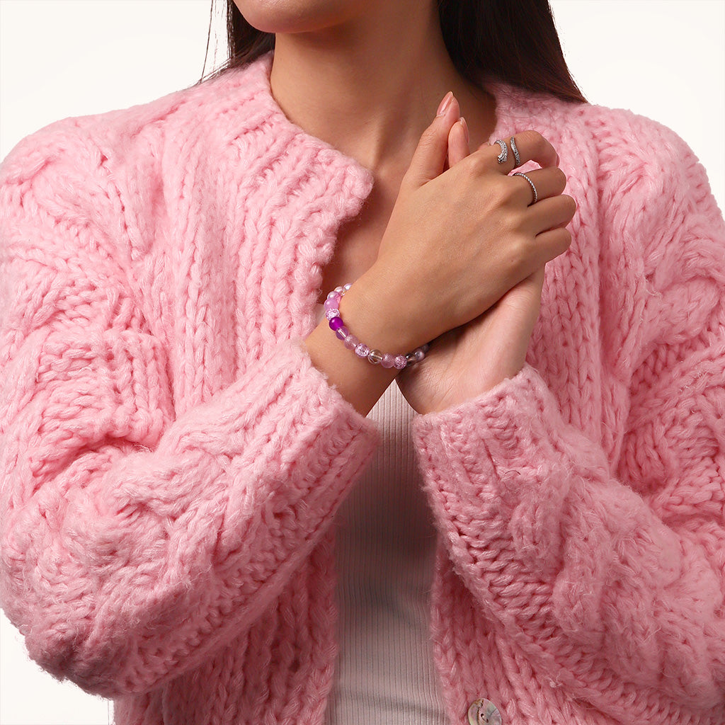 Gnoce Lilac Purple Glass DIY Beaded Bracelet_5